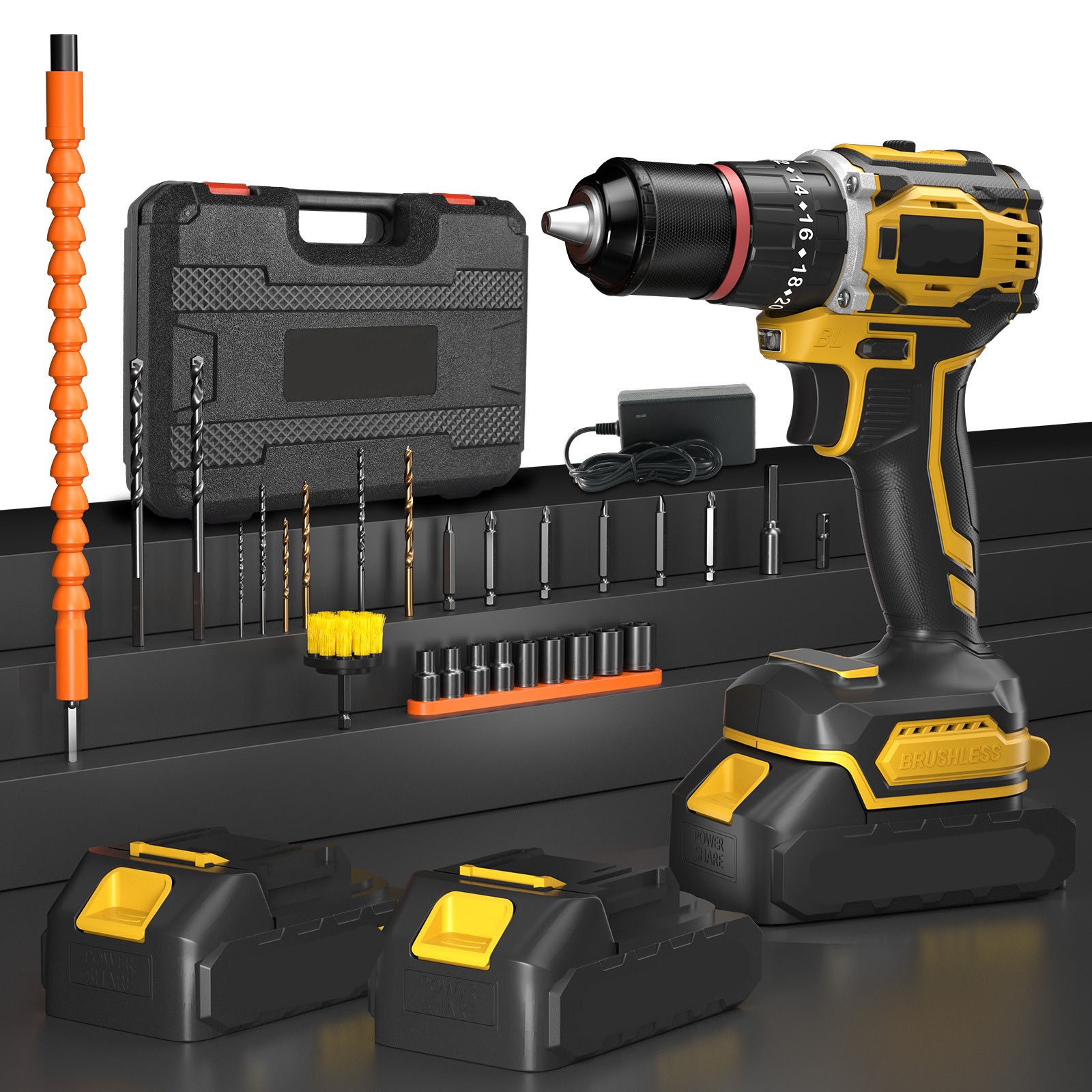 Main product image of Cordless Brushless Drill and Impact Driver Kit, 52Nm, 2 Batteries