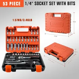Product image of 53-Piece Drive Socket and Ratchet Wrench Set with Bit Sockets