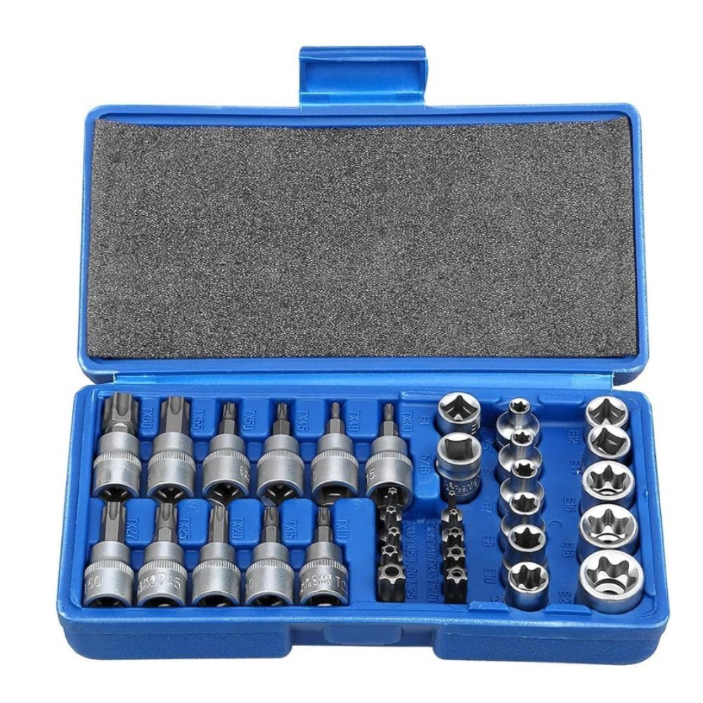 Main product image of 34-Piece E Torx Socket Set, 1/4 and 3/8 Inch Drive