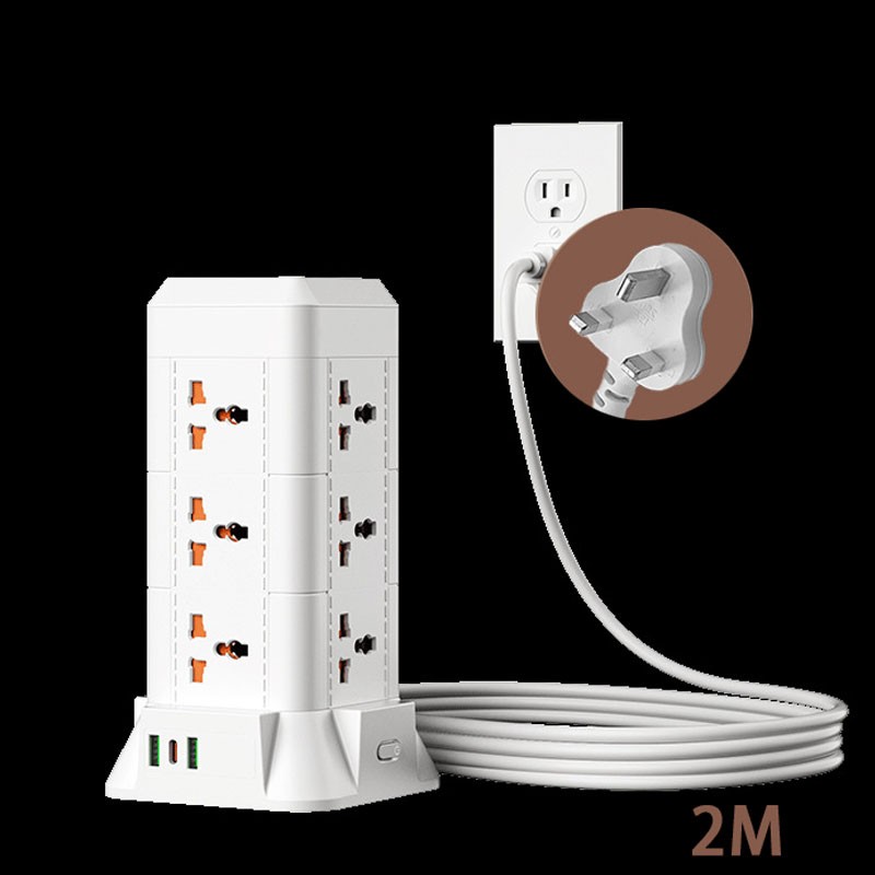 Main product image of Extension 12 Way Tower Power Lead With 3 P Orts Multi Socket Surge Protected