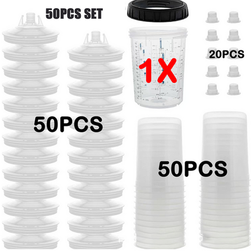 Main product image of 50 Sets 20 oz Disposable Paint Spray Gun Cup Liners and Lids with Strainer