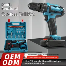 Product image of Cordless Brushless 21V Lithium Electric Drill Tool Set, 2 Batteries & Charger