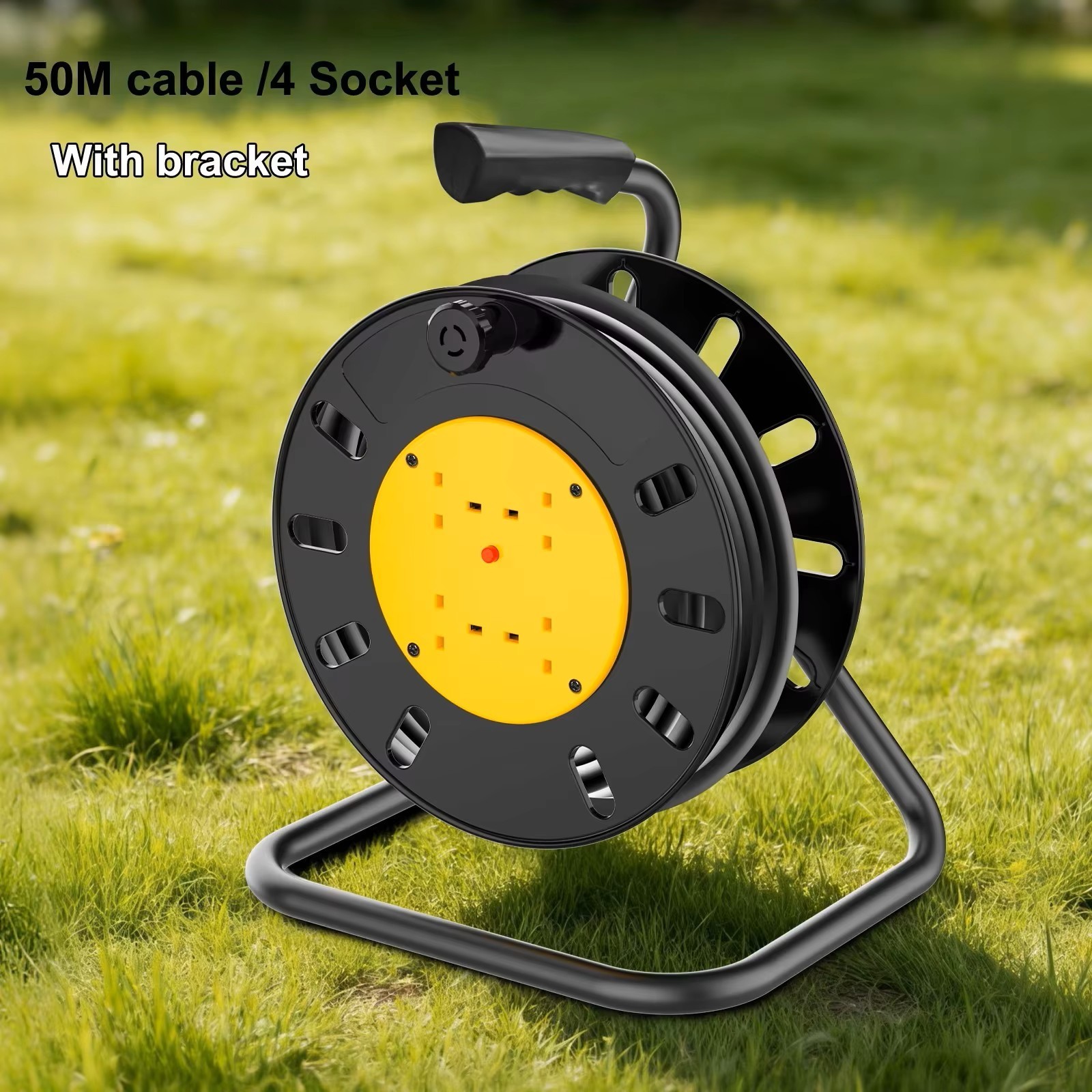 Main product image of 50M Heavy Duty Extension Cord Reel, 4-Way Outlet, 13 Amp