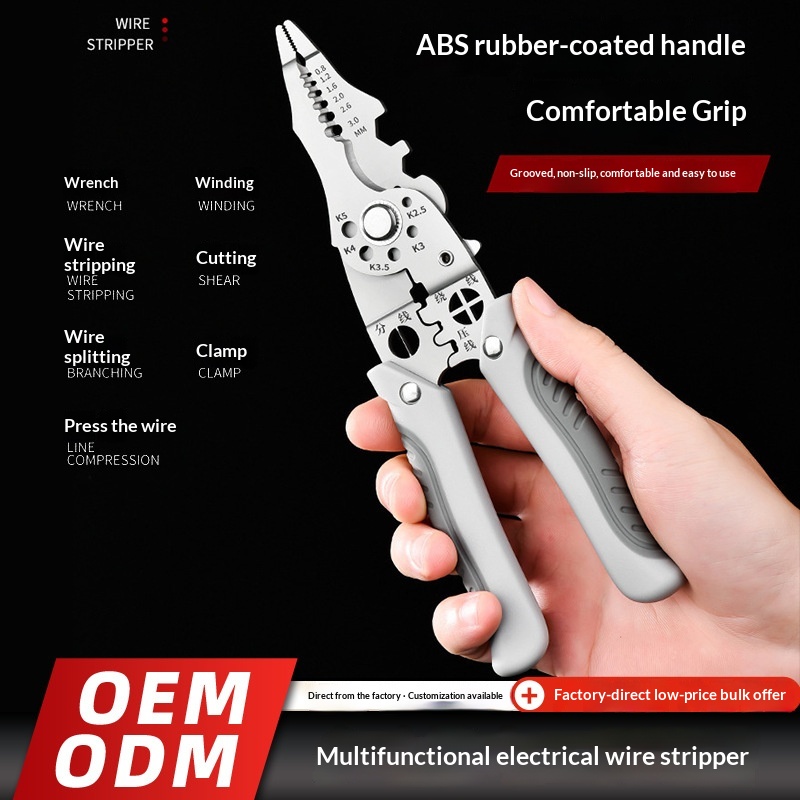 Main product image of Multi-functional Electrician's Wire Stripper Pliers For Splitting, Peeling, Crimping, Twisting, Cutting Wires, Network Cable Stripping, And Guiding Electrical Wires