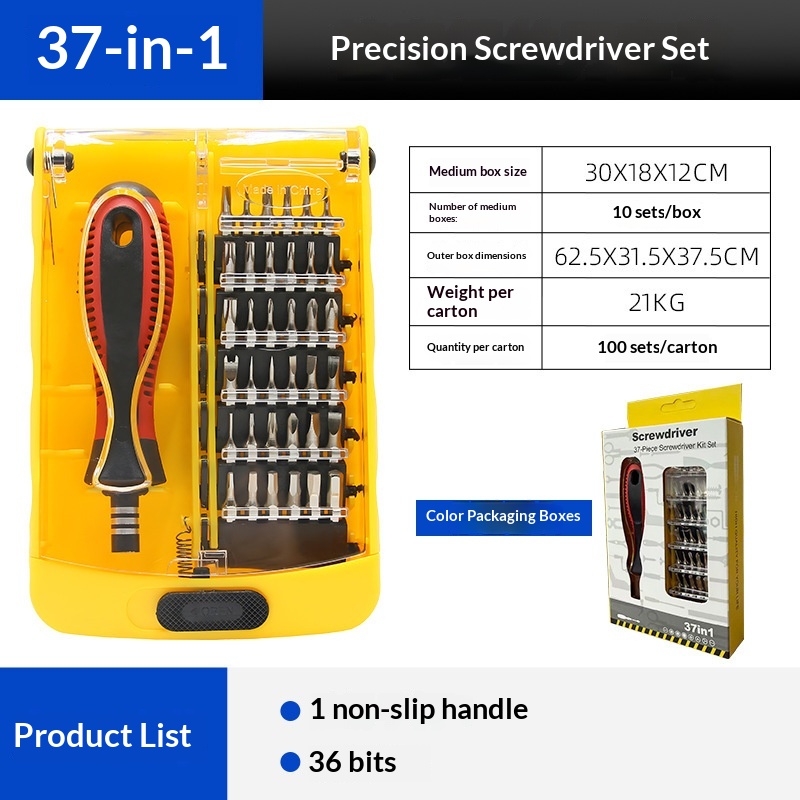 Main product image of Amazon Exclusive 37 In One Chrome Vanadium Steel Telecommunications Screwdriver Set, Batch Head, Mobile Phone Glasses, Home Repair Tool