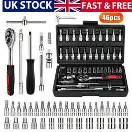 Product image of 46-Piece 1/4" Drive Metric Socket, Ratchet & Bit Set with Case