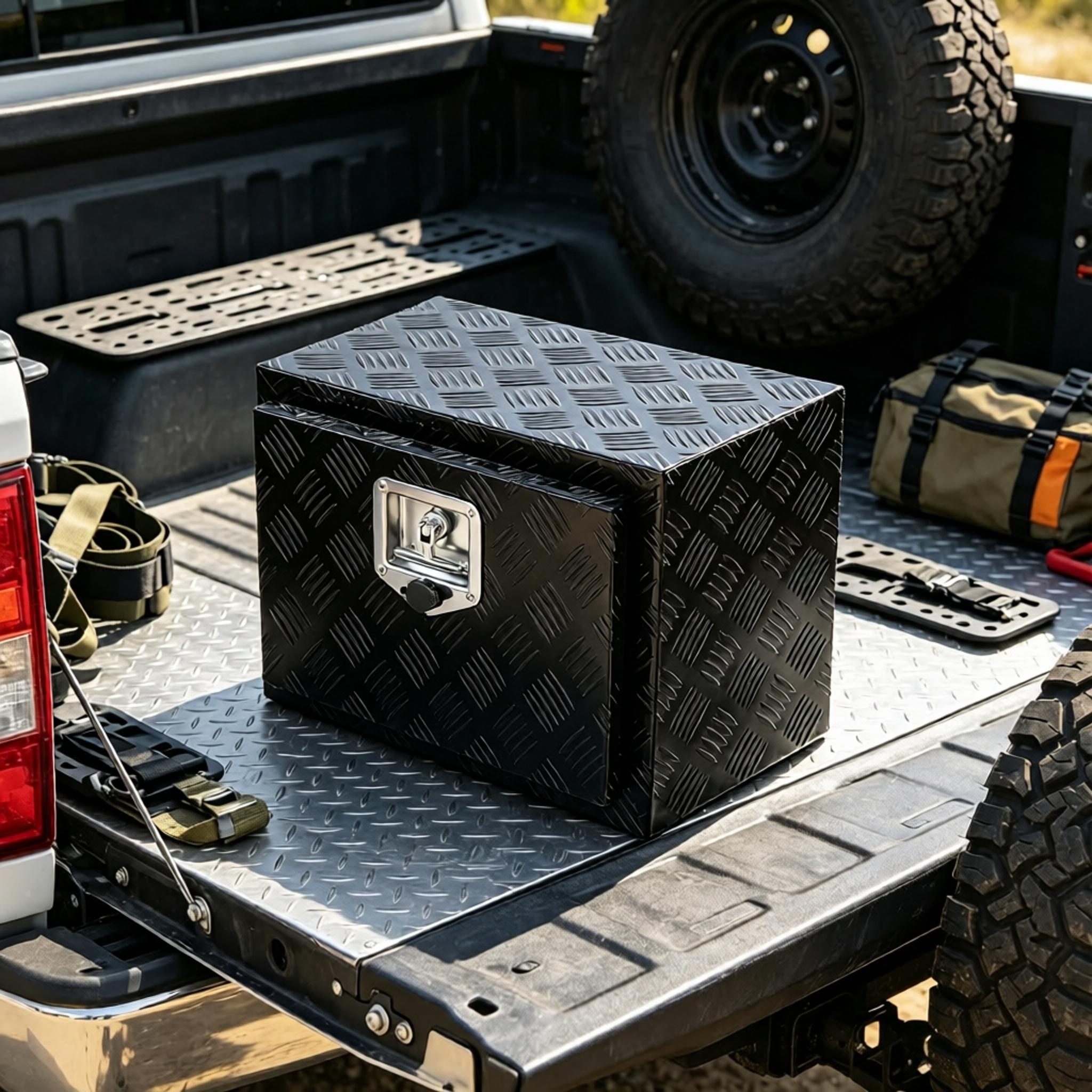 Main product image of 18x12x14 Inch Diamond Plate Underbody Tool Box, Waterproof, T-Handle Latch