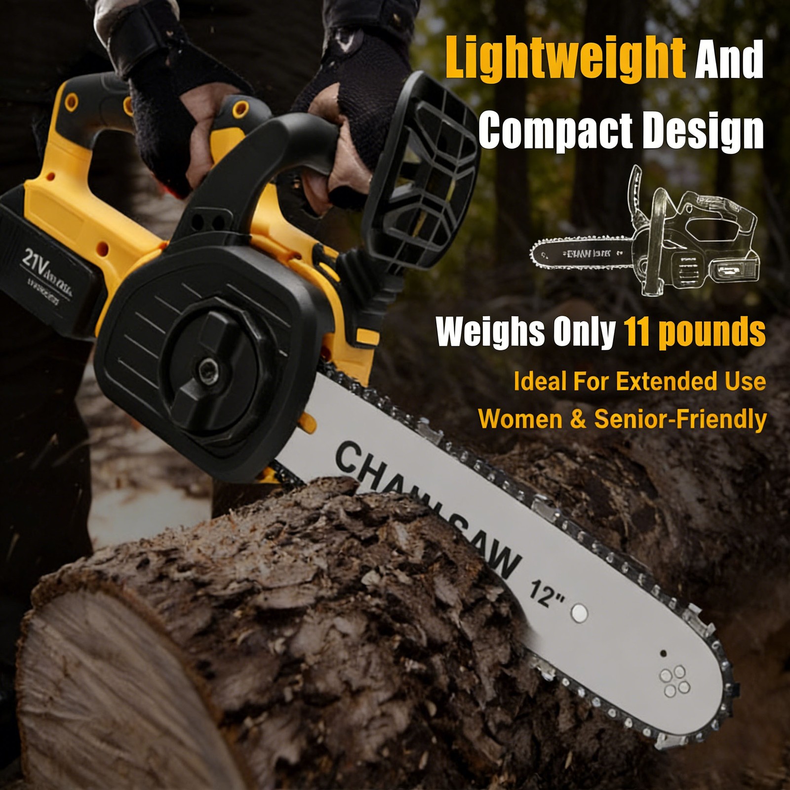 Main product image of 30cm 12 Cordless Chainsaw Brushless For 18V20V Battery Safety Baffles