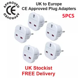 Product image of EU Travel Adapter Plugs, 5 Pack, UK to Europe, 2 Pin