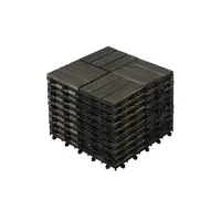 Product image of Dark Brown Acacia Hardwood Interlocking Deck Tiles, Checker Pattern, 10-piece 12x12 inch