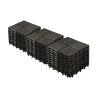 Product image of Acacia Wood Interlocking Deck Tiles, Dark Brown, Checker Pattern, 30 PCS, 12 x 12 inch