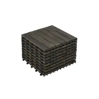 Product image of 10-Pack 12x12 inch Dark Brown Striped Acacia Interlocking Deck Tiles