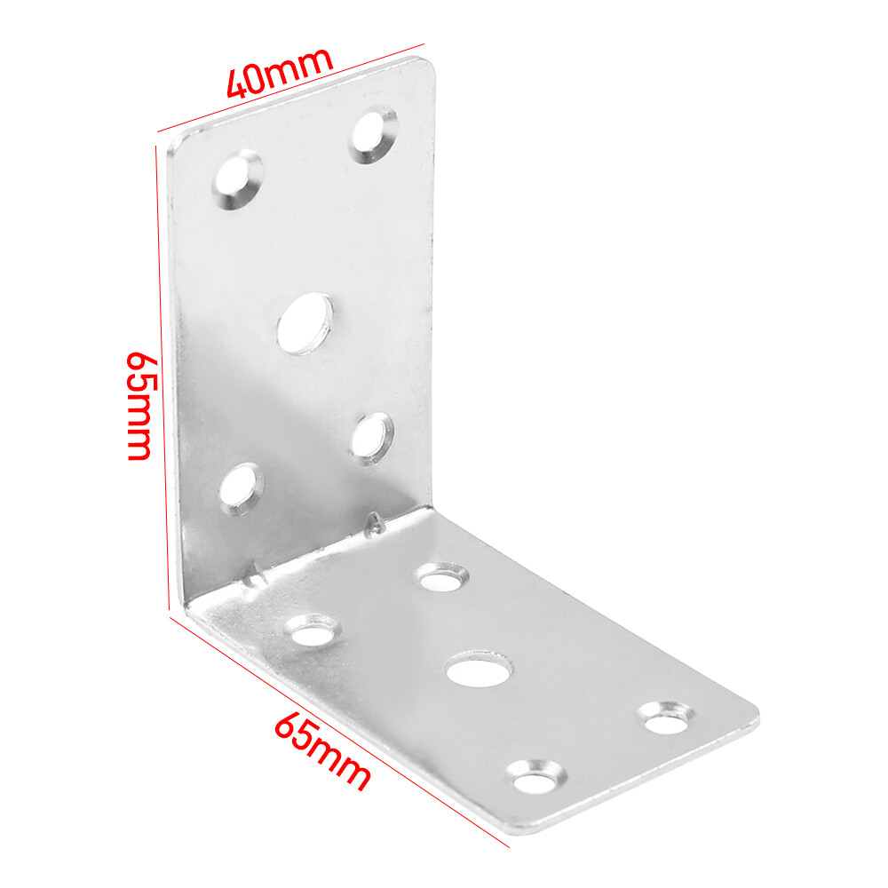 50PCS Angle Bracket Heavy Duty L Corner Braces Plates For Wood Steel 65x65x40mm