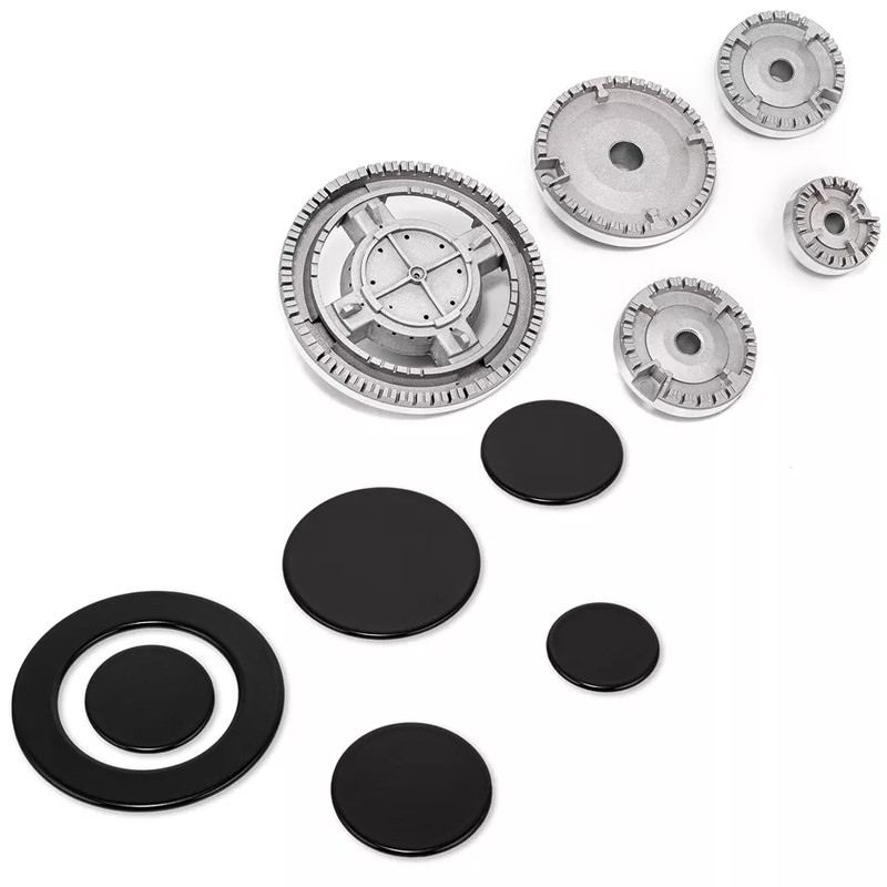 5Pcs Set Cooker Oven Gas Hob Rapid Burner Caps Crown Ring Tops Kit Flame Cover