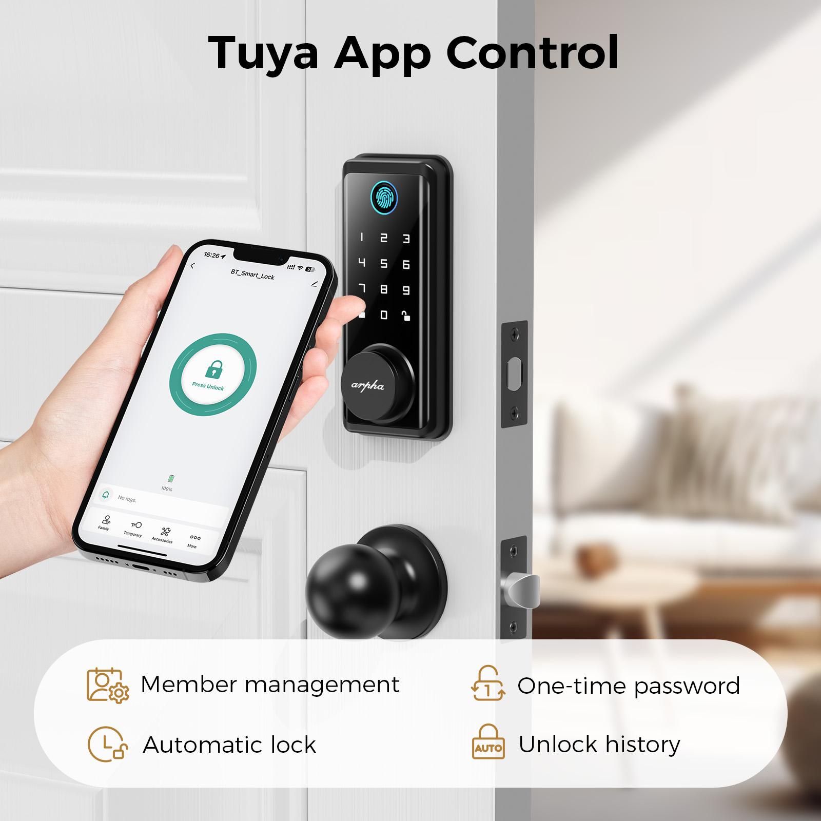 Keyless Entry Door Lock With Handle App-Controlled Front Door Lock Set With Keypad  Auto-Lock & One-Touch Locking  Anti-Peep Code Feature  Easy Installation