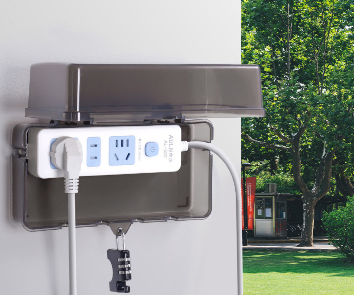 Lockable Power Strip Waterproof Box, Outdoor Rainproof Anti-Theft Storage Case For EV, Battery & Car Charging Piles
