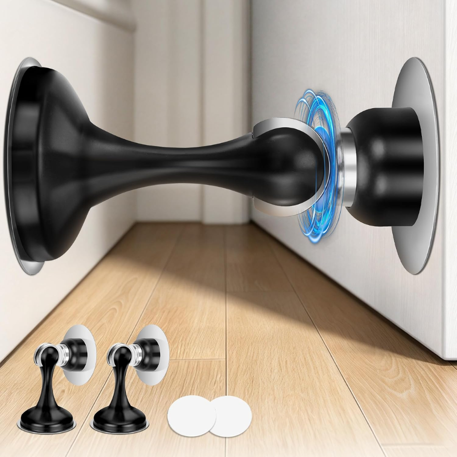 Main product image of 2 Pack Stainless Steel Magnetic Door Stops, Wall/Floor Mount