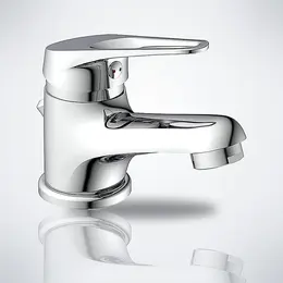 Product image of Single Lever Chrome Basin Faucet with Waste Drain Set, High Pressure