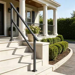 Product image of 4-5 Step Outdoor Stair Handrail Kit, Black Square Tube