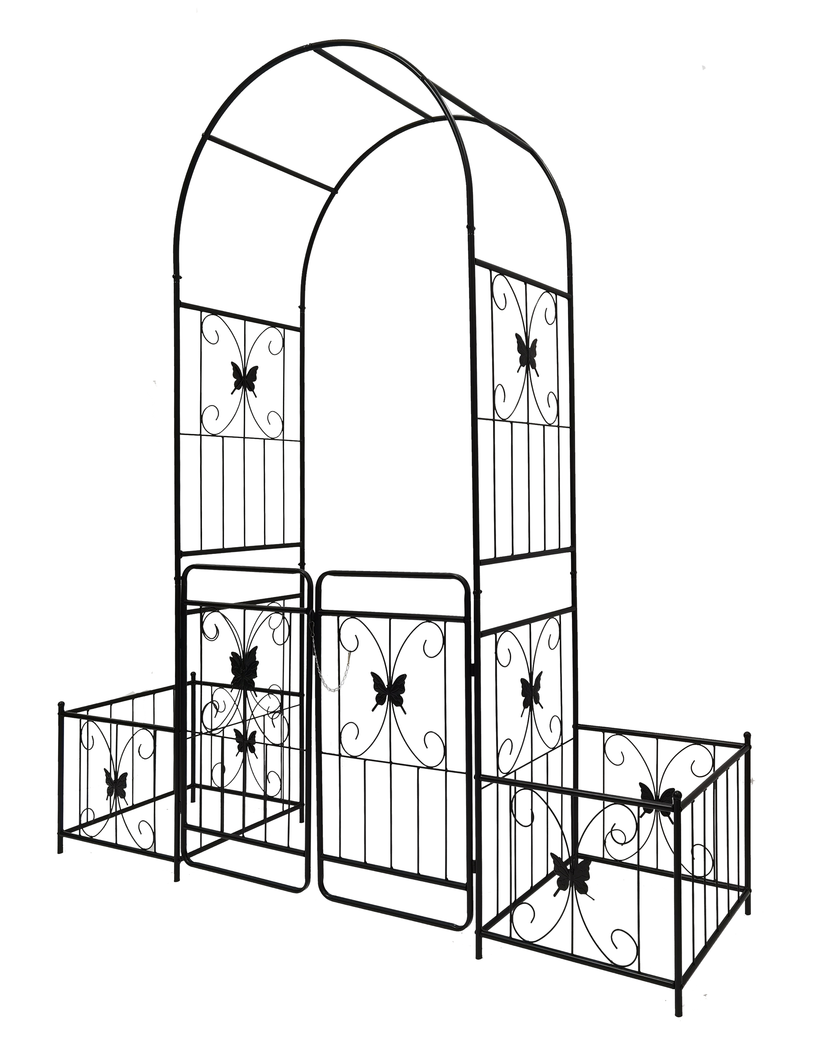 Main product image of Metal Garden Arch with Gate, 79.5 in. W x 86.6 in. H, Black