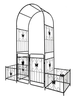 Product image of Metal Garden Arch with Gate, 79.5 in. W x 86.6 in. H, Black