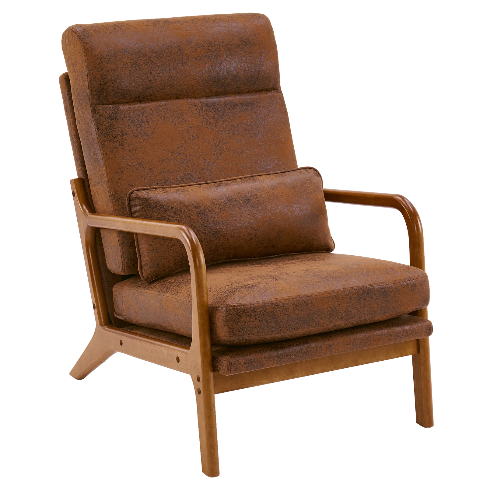 Main product image of Orange High Back Indoor Chair, Solid Wood Armrests, Iron Frame, 28822889