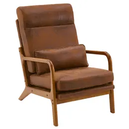 Product image of Orange High Back Indoor Chair, Solid Wood Armrests, Iron Frame, 28822889