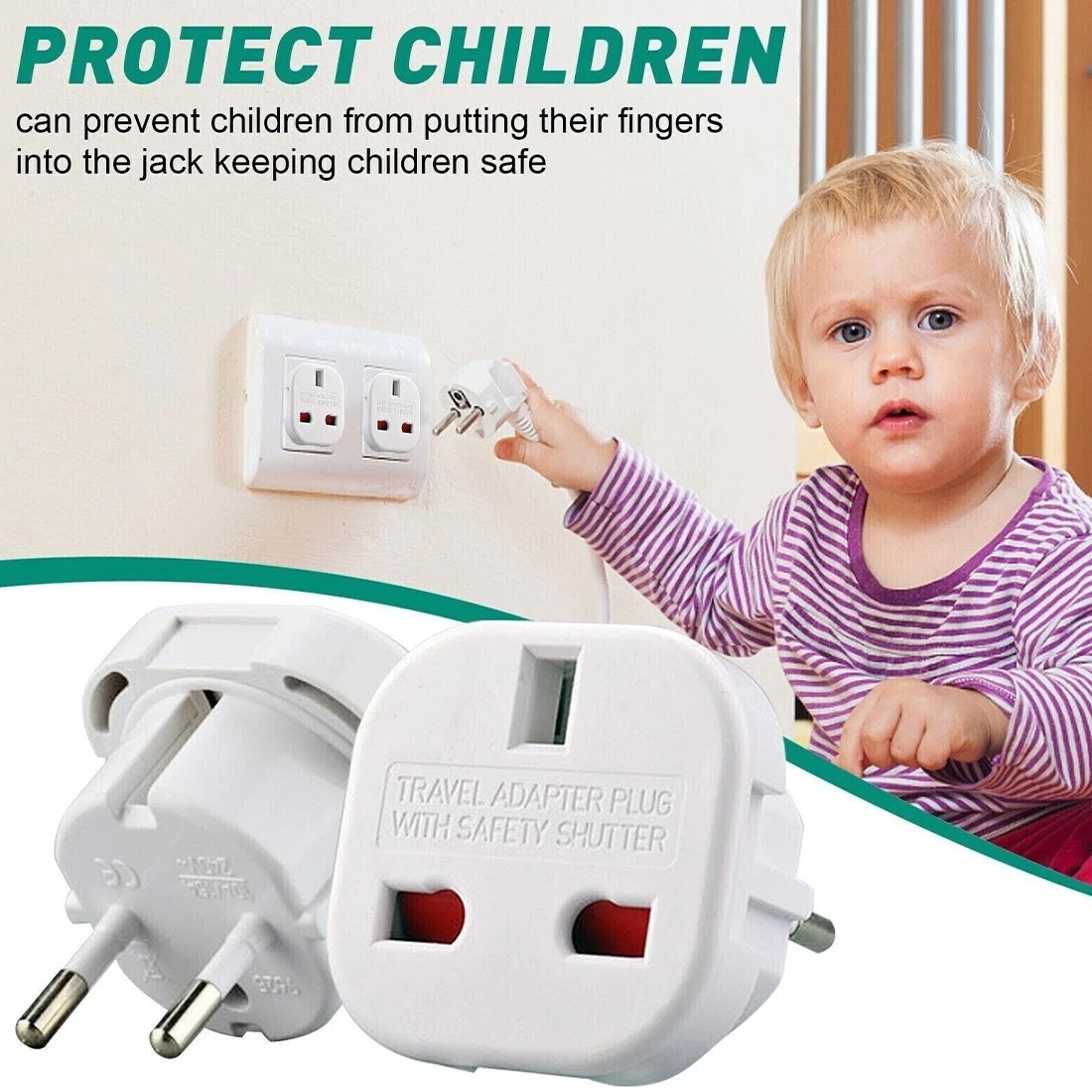 Main product image of 5x Uk To EU Travel Plug Adapter 2-Pin Europe Converter Power Socket Universal