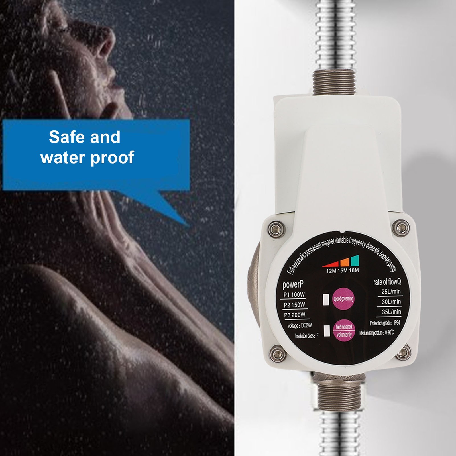 Main product image of Water Pressure Booster Pump DC 1 0 0  150 200W 25 30 35L&min Quiet Shower Pump