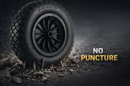 PU Wheelbarrow Wheel 14 Inch 3.50-8 Puncture Proof Solid Heavy Duty Tyre Black