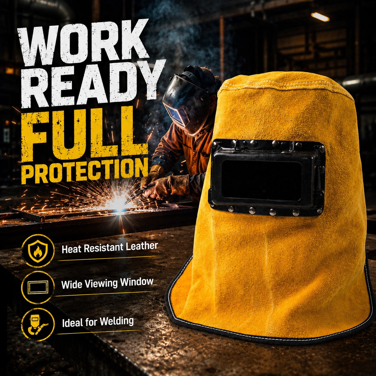 Main product image of Welding Mask Helmet With Lens Leather Hood Sweat Absorbent Welder Work Hat Gear