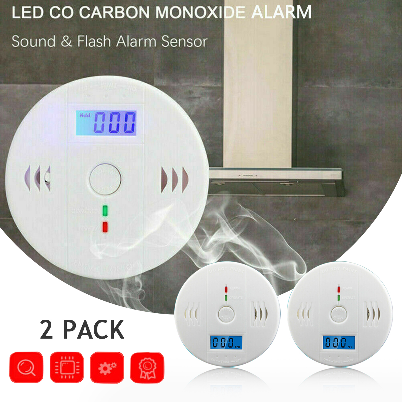 Main product image of Carbon Monoxide (CO) Alarm Detector with LCD Display