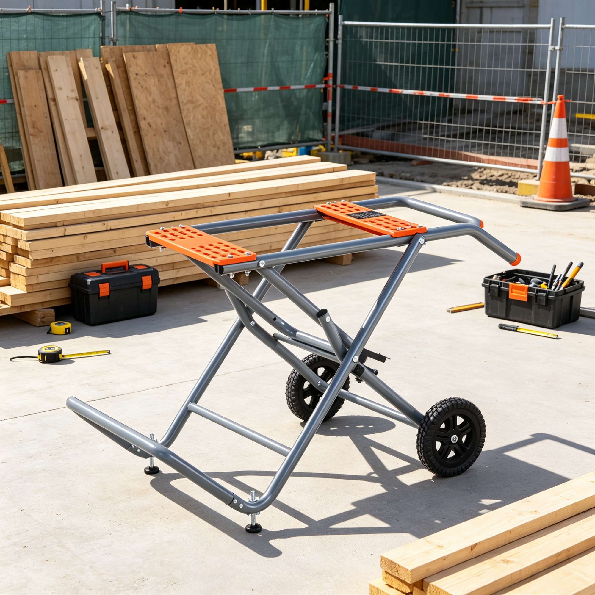 Main product image of Portable Table Saw Stand, 350 lbs, Rolling, Foldable, Universal Fit
