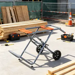 Product image of Portable Table Saw Stand, 350 lbs, Rolling, Foldable, Universal Fit