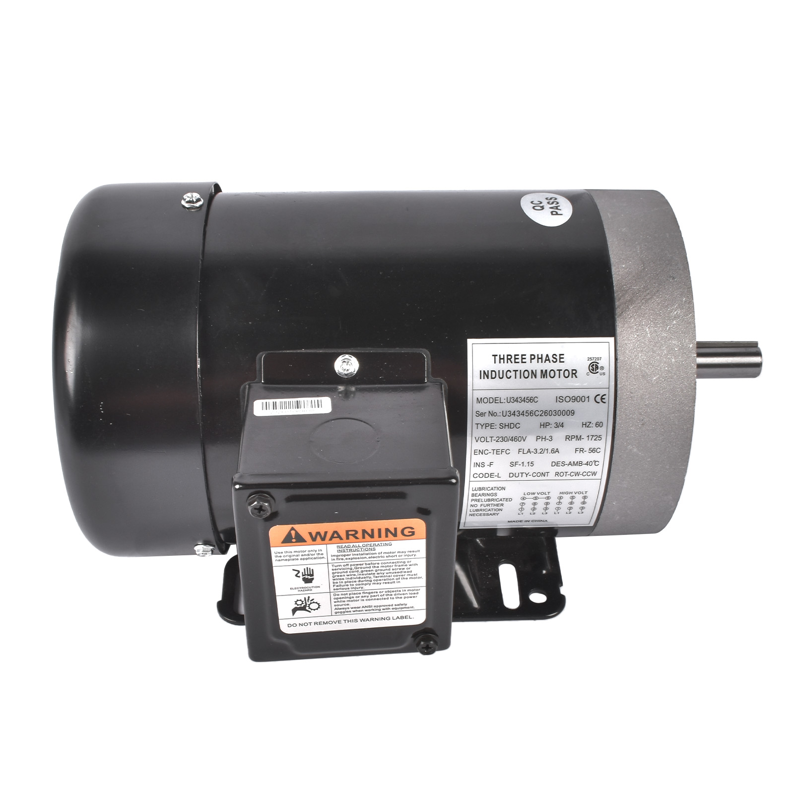 Main product image of NEW MA0507E AC MOTOR, 3/4HP, 1725RPM, 3PH, 206-230V/460V, 56C/TEFC, WITH BASE