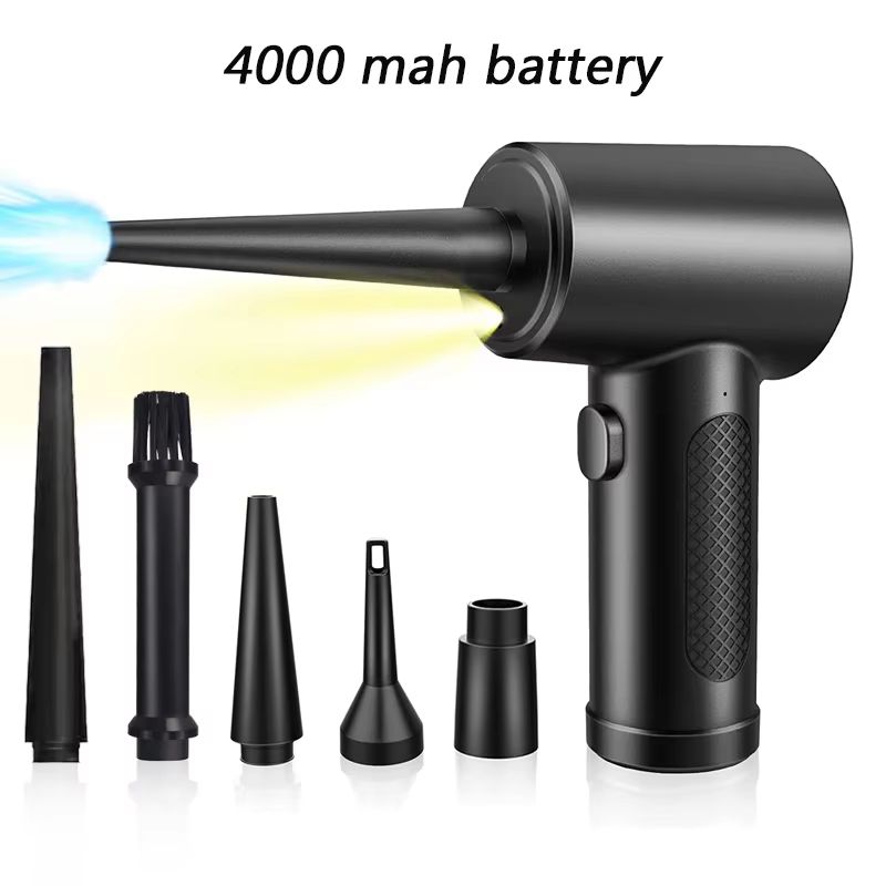 Rechargeable Cordless Air Duster Suction 3-in-1 Blower Vacuum Inflator With LED Light