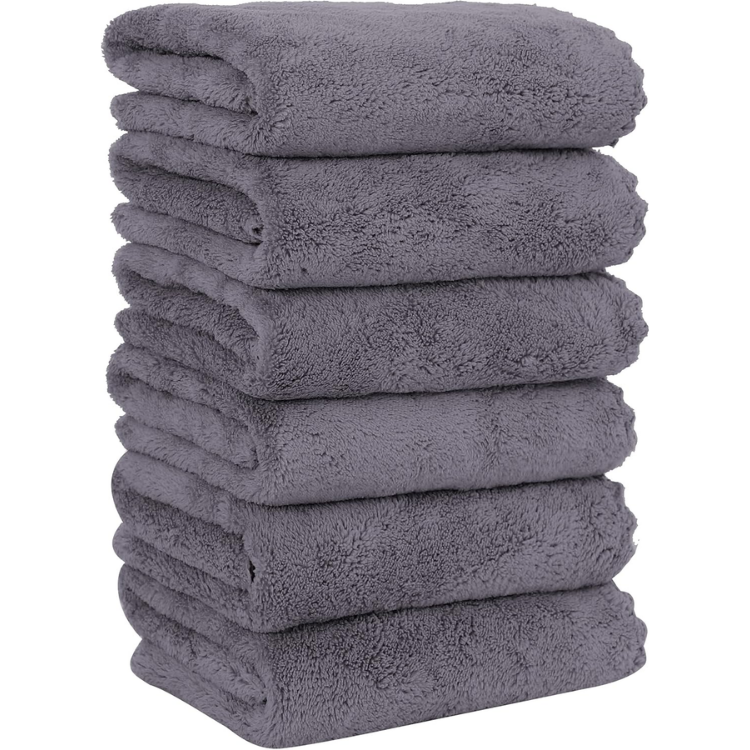 6 Pack Premium Hand Towels - Quick Drying - Microfiber Coral Velvet Highly Absorbent Towels - Multipurpose Use As Hotel, Bathroom, Shower, Spa, Hand Towel