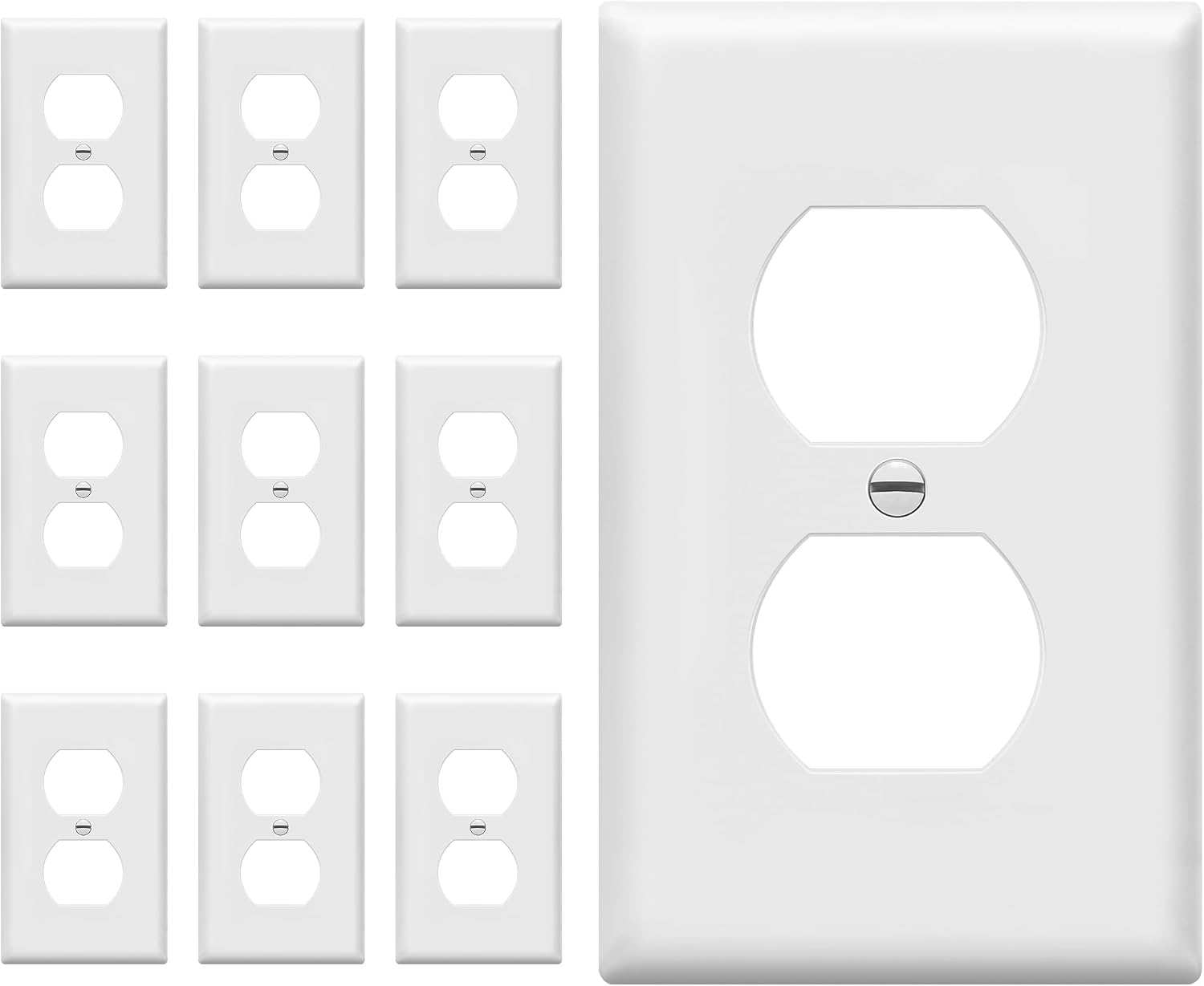 Main product image of White Duplex Wall Plates for Standard Electrical Outlets, 10-Pack