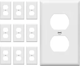 Product image of White Duplex Wall Plates for Standard Electrical Outlets, 10-Pack