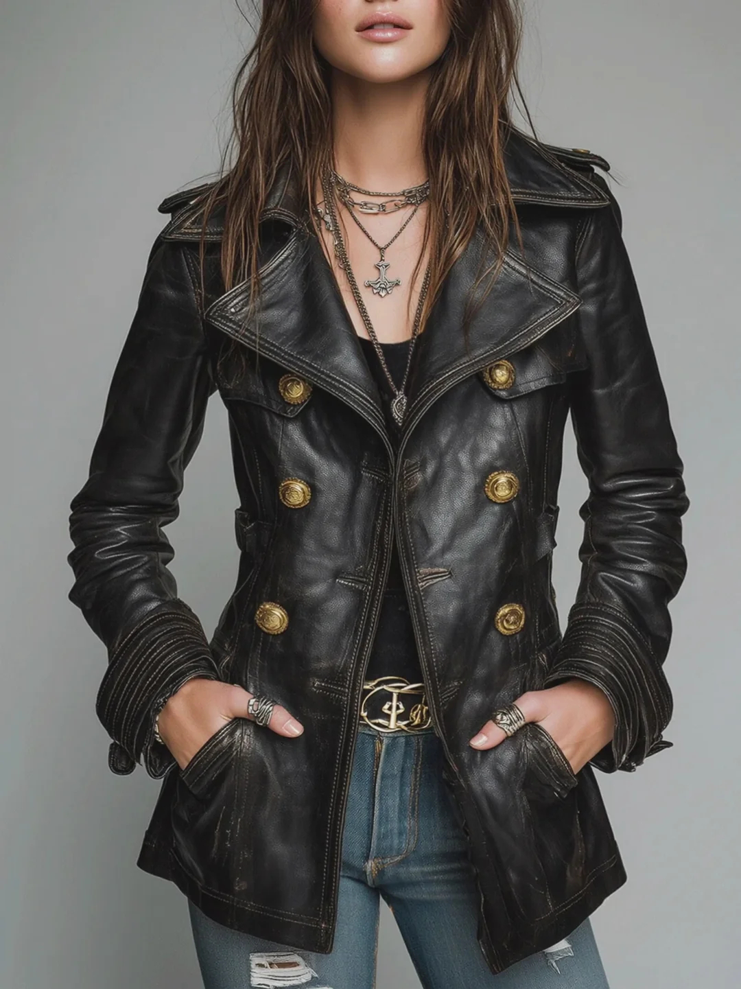 Vintage Black Leather Biker Jacket