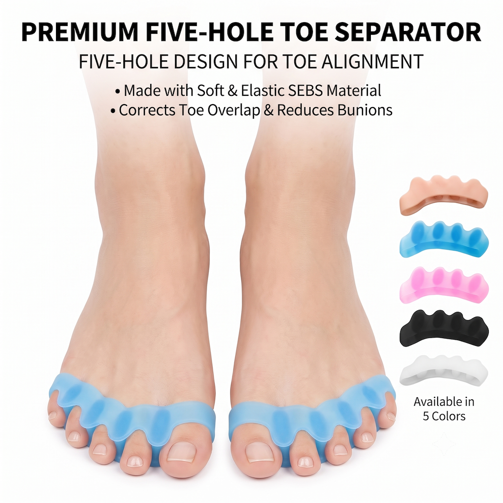 Silicone Toe Separator For Big Toe, Five-Toe Overlapping Toe Divider, Hallux Valgus Corrector, Toe Straightener For Men And Women