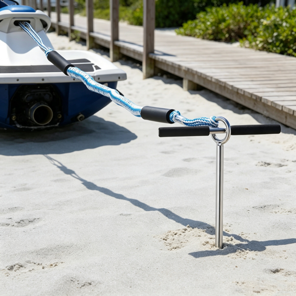 Main product image of 36-inch Stainless Steel Sand Anchor with Removable Handle, Bungee Line, Carry Bag