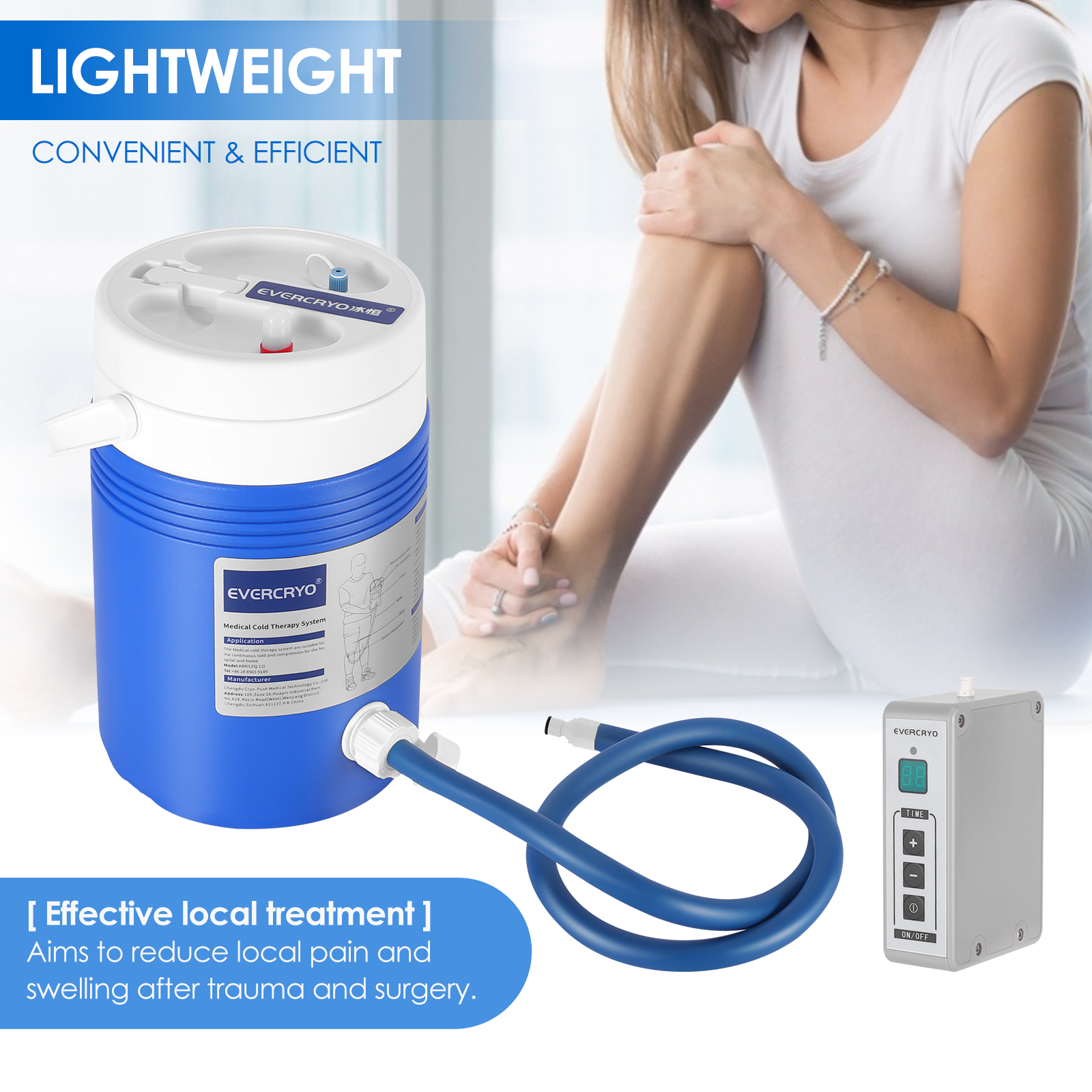 Cold Therapy Machine System With Large Knee Pad Adjustable