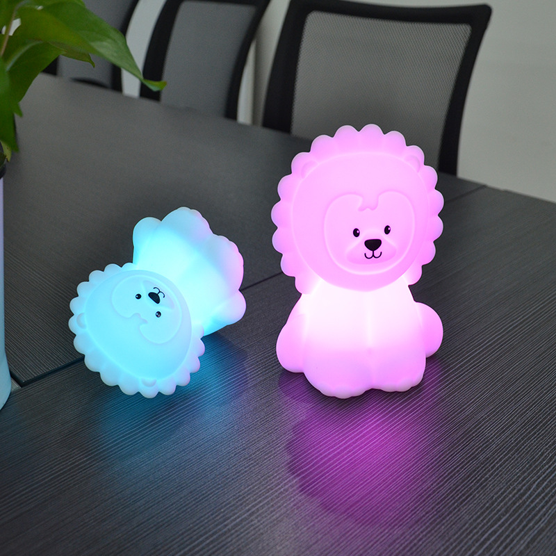 Colorful A Color-changing Lamp Bedroom Bed Ambience Lion Silicone Night Lamp