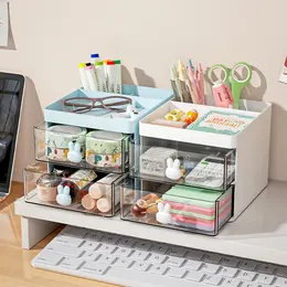 Transparent Drawer Style Partitioned Desktop Storage Box