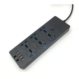 2024New T12 Power Strip Multifunctional High Power 3000W US Plug Smart Power Socket Adapter With 4 USB Port For Car Electronics