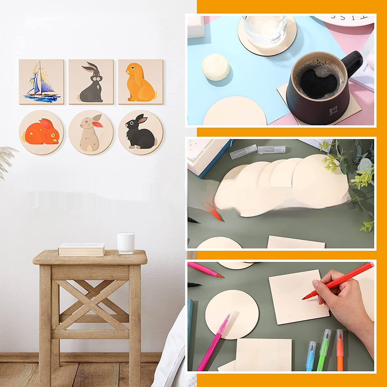 Minimalist Home Geometric Wood Chip Decoration
