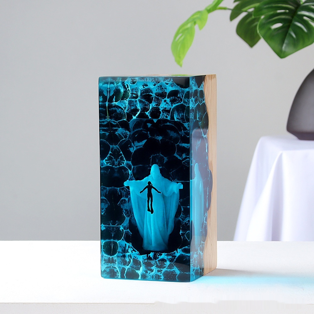 Resin Night Light Jesus Desktop Decoration Crafts