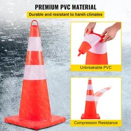 VEVOR PVC Orange Safety Cones with Reflective Collars, Weighted Base