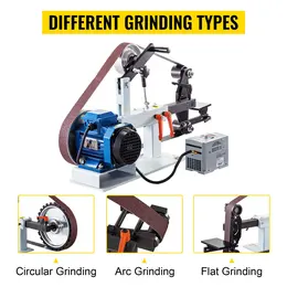 VEVOR 1500W 2HP Variable Speed Belt Sander Grinder, 3 Grinding Moulds, Flat Platen